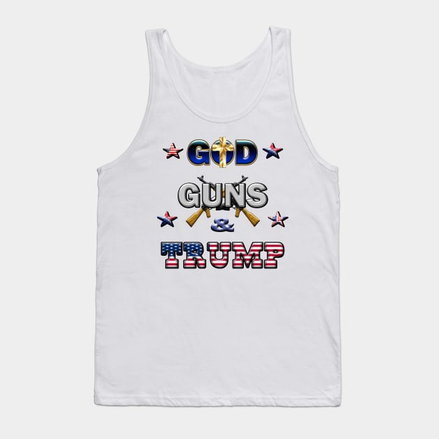 God Guns and Trump Tank Top by Politics and Puppies